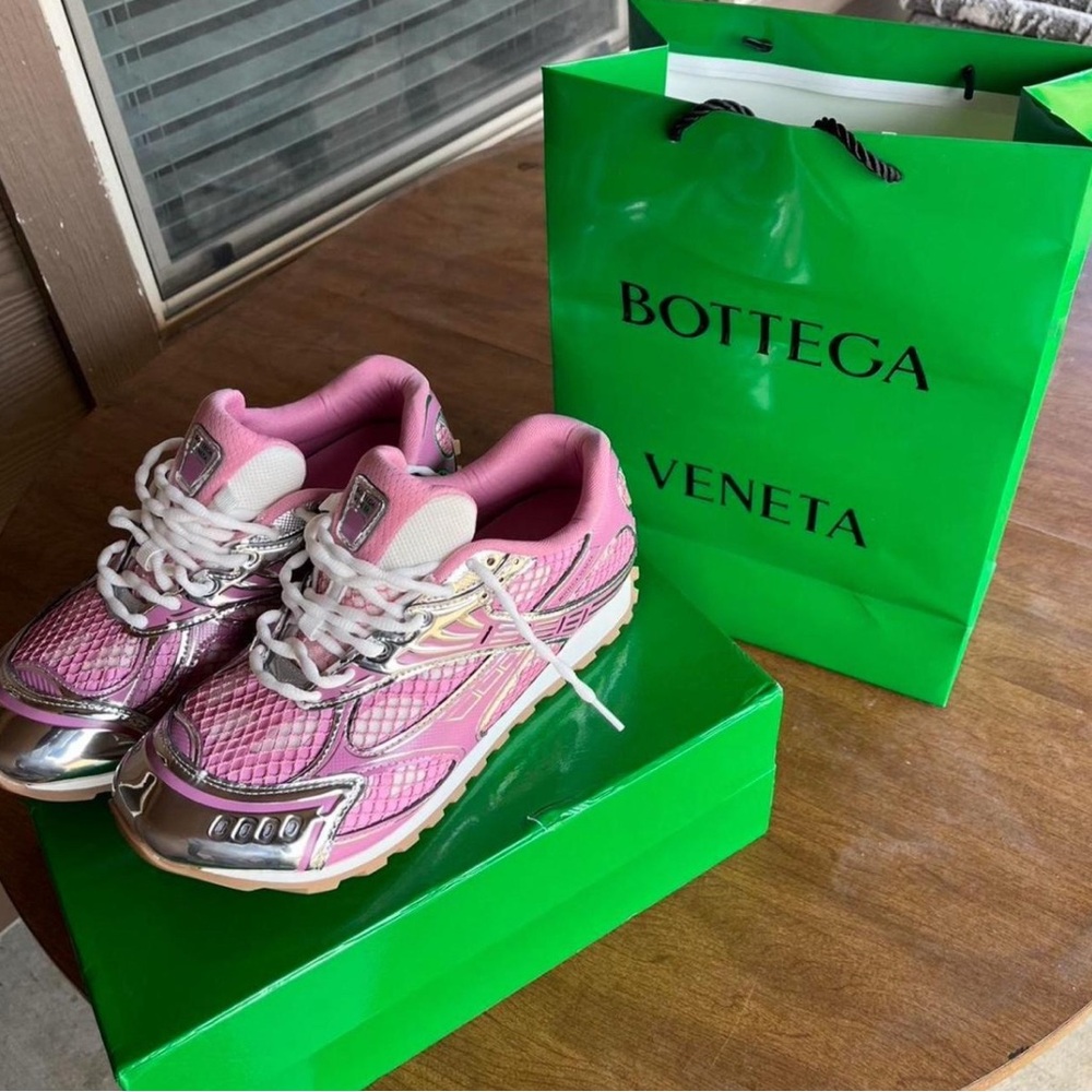 Bottega Veneta Pink and Silver Athletic Shoes